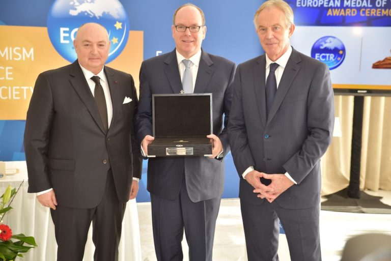 ECTR awards 2018 European Medal of Tolerance to HSH Prince Albert II of Monaco